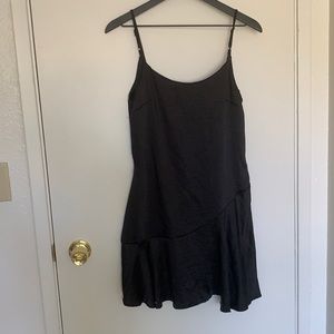 Asymmetrical black silk dress